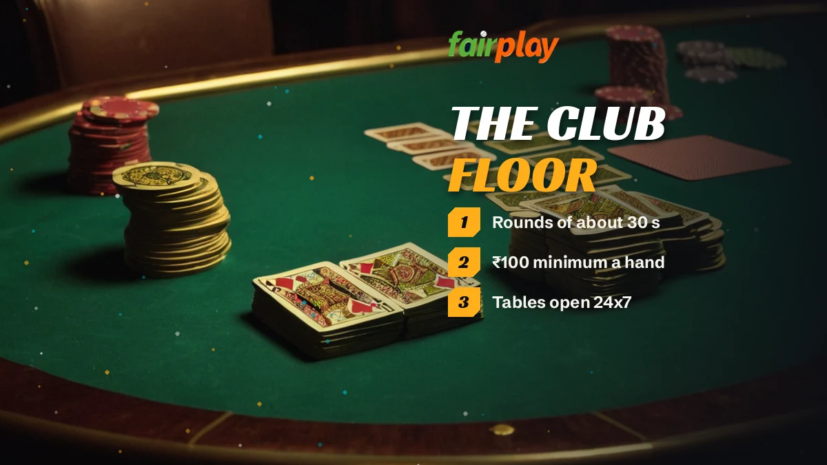 Andar Bahar dealer turning the middle card while chips wait on both sides