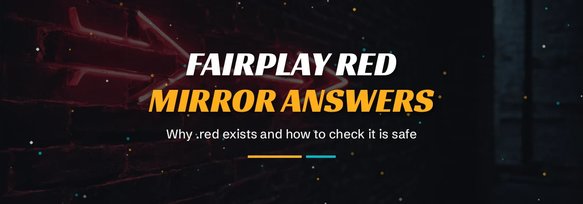 Wide banner listing common player questions about the .red mirror address