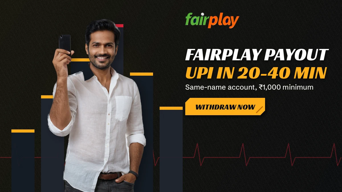Player checking a phone while a FairPlay UPI payout timer counts toward forty minutes