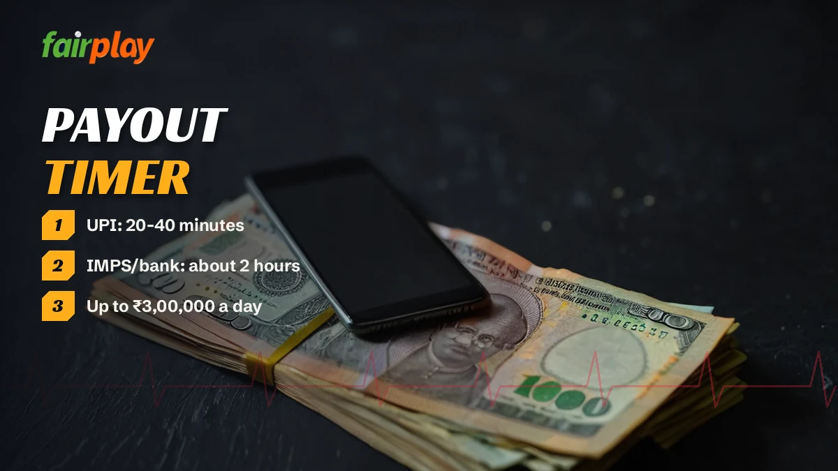 Bank app screen beside a chat window confirming a same-name FairPlay payout